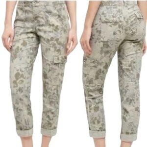 Anthropologie Hei Hei Wanderer Green Floral Camo Cargo Pants Size 2 -N1307‎